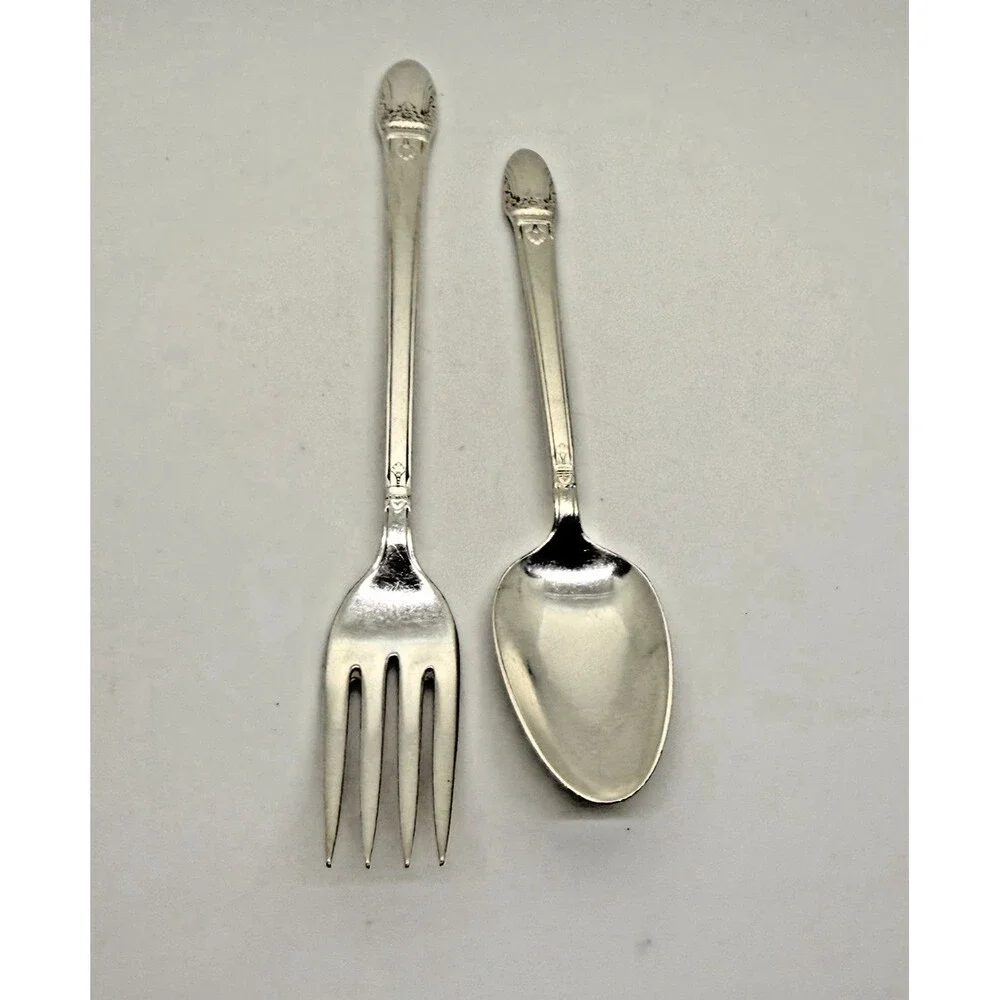 1847 Rogers Bros First Love Silverplate Floral Art Nouveau Flatware Fork & Spoon